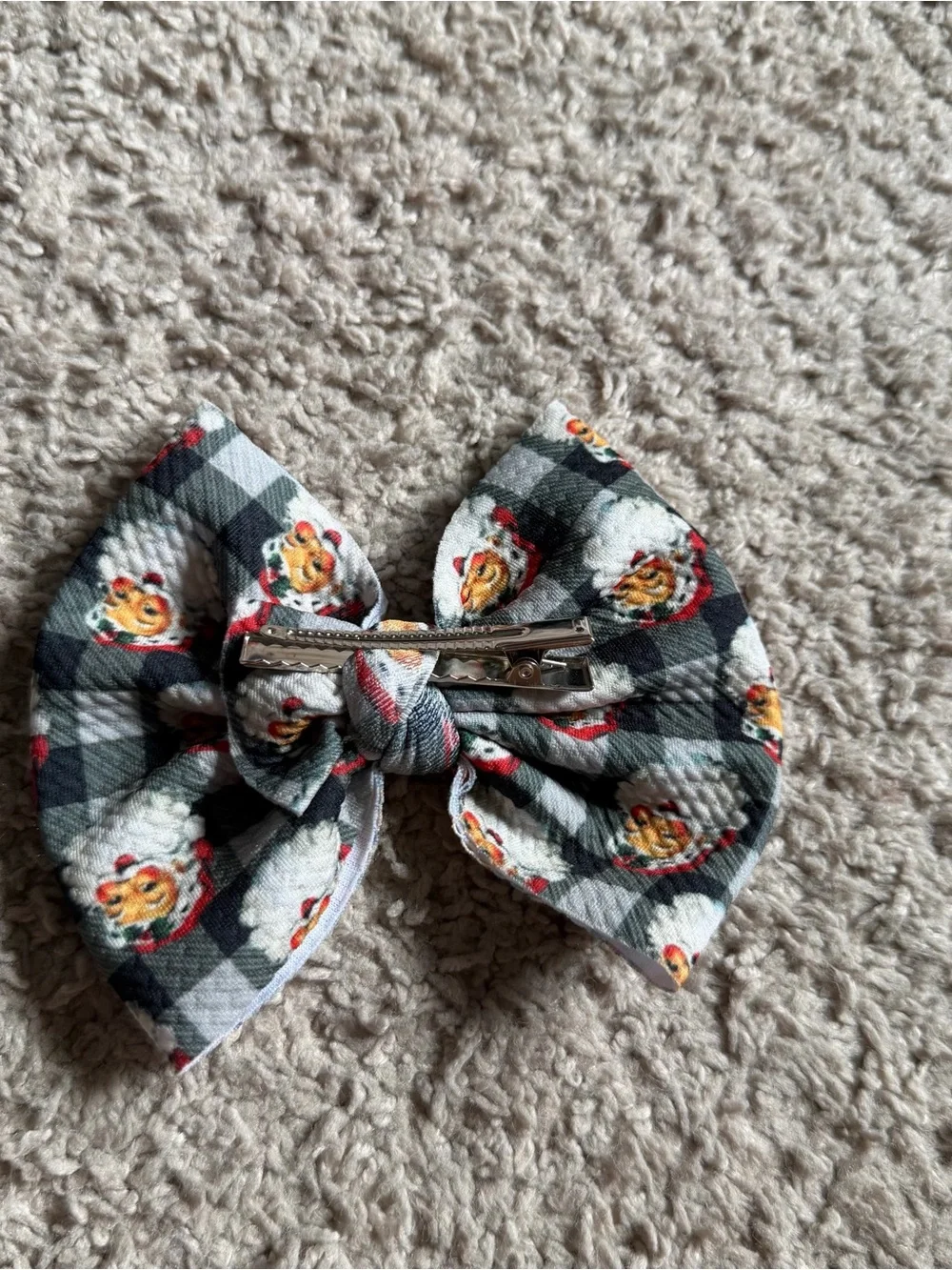 Handmade Santa Christmas Hair Bow Clip